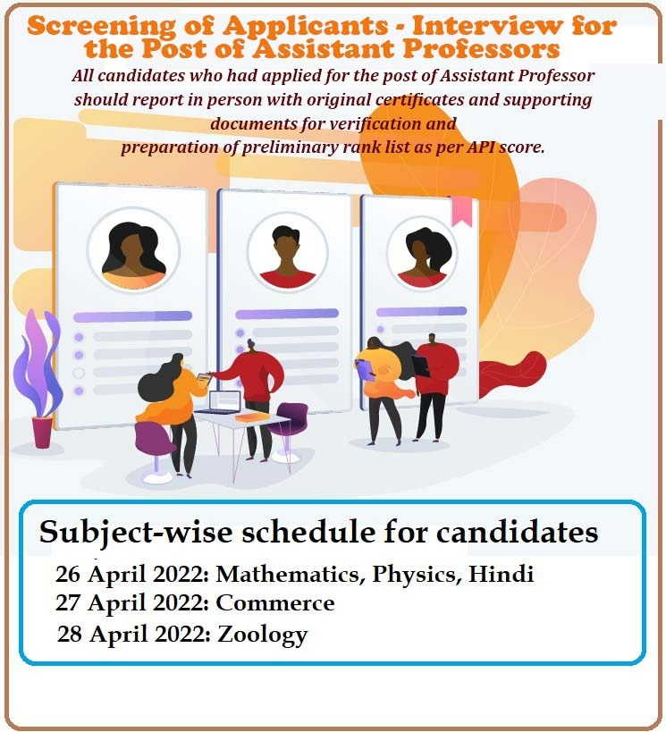 You are currently viewing Screening of Applicants for Interview for the post of Assistant Professor